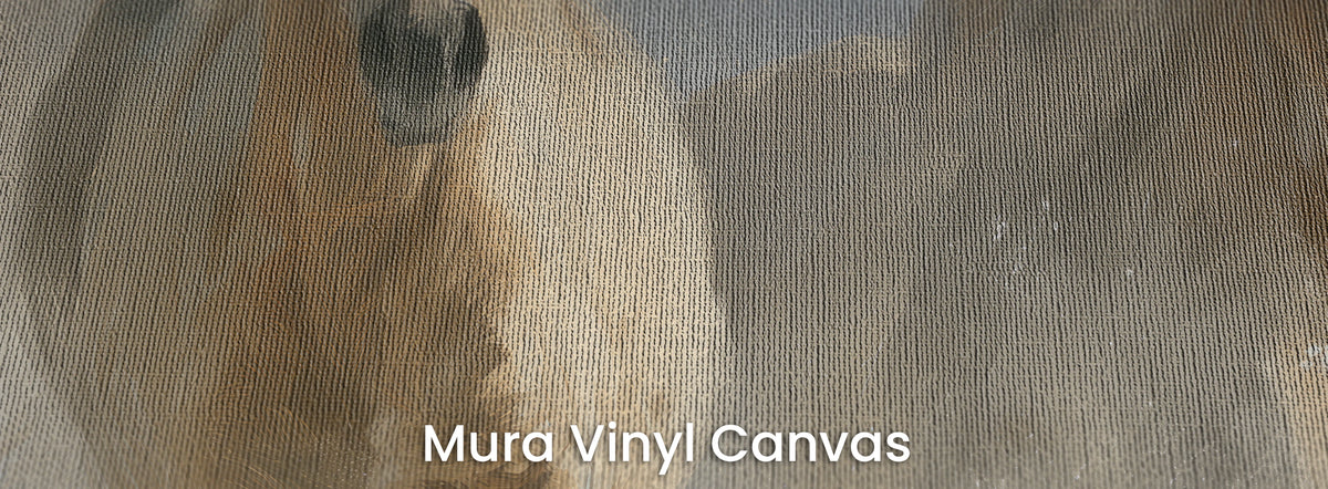 POWDER STAMPEDE sobre el soporte Mura Vinyl Canvas – beige dorado en la trama de lienzo natural