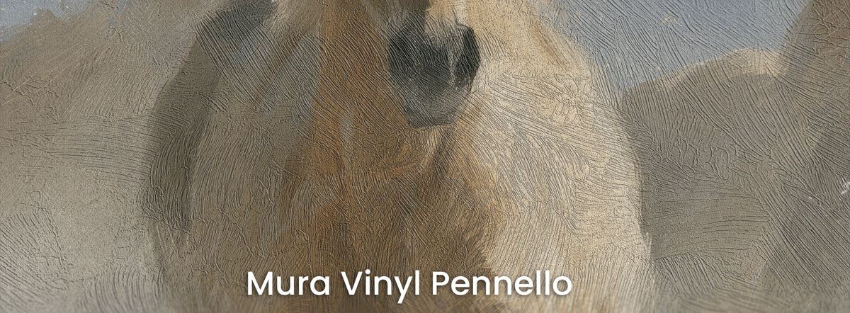 POWDER STAMPEDE sobre el soporte Mura Vinyl Pennello – oro claro en textura de pinceladas