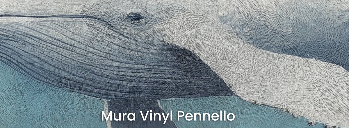 QUIET GIANT auf dem Trägermaterial Mura Vinyl Pennello: Auge und gestreifte Kehle, Struktur von Pinselstrichen