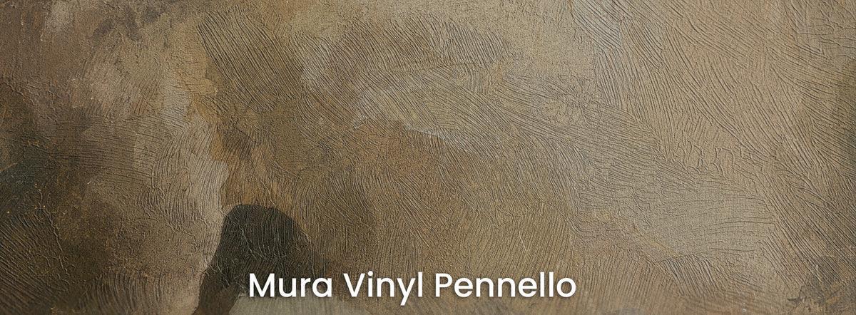 QUIET SENTINEL en el soporte Mura Vinyl Pennello: manchas beige sobre la textura de las pinceladas
