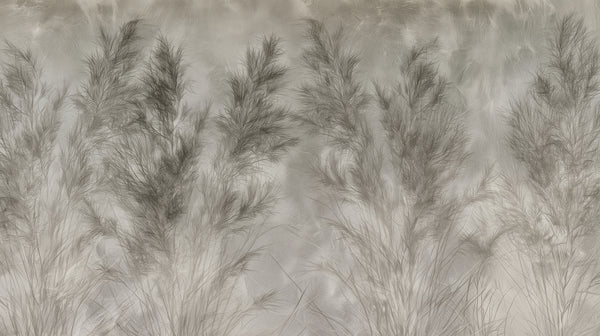 REEDBED - tapeta z gęstą trzciną na szarym tle