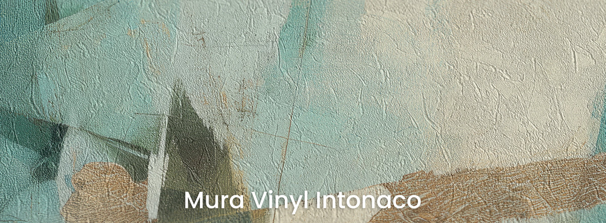 REGATTA na podłożu Mura Vinyl Intonaco – faktura tartego tynku na kremowych i bladoturkusowych płaszczyznach