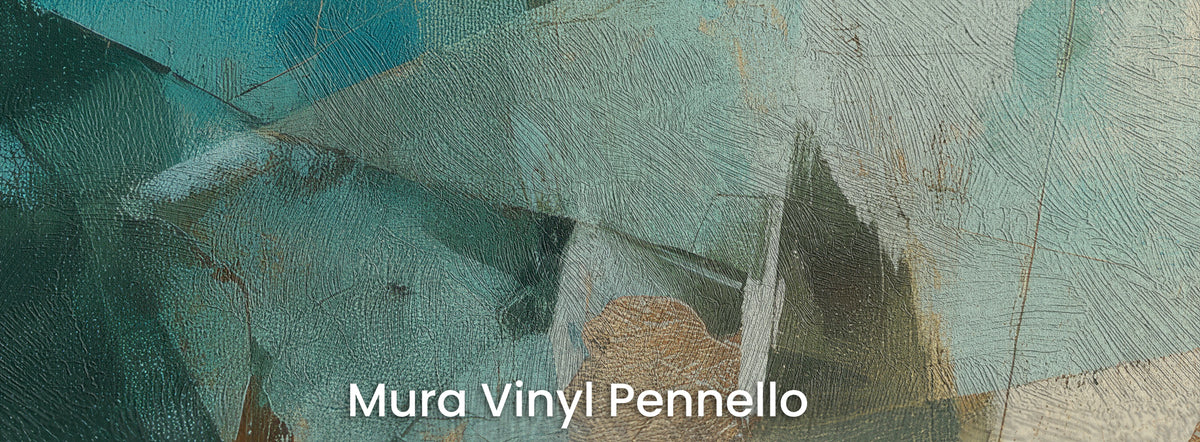 REGATTA na podłożu Mura Vinyl Pennello – faktura pociągnięć pędzla na turkusowych i ciemnych polach