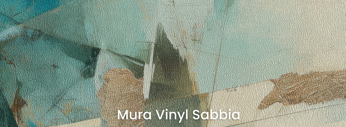 REGATTA na podłożu Mura Vinyl Sabbia – ziarno piasku na miedzianym akcencie i jasnym turkusie