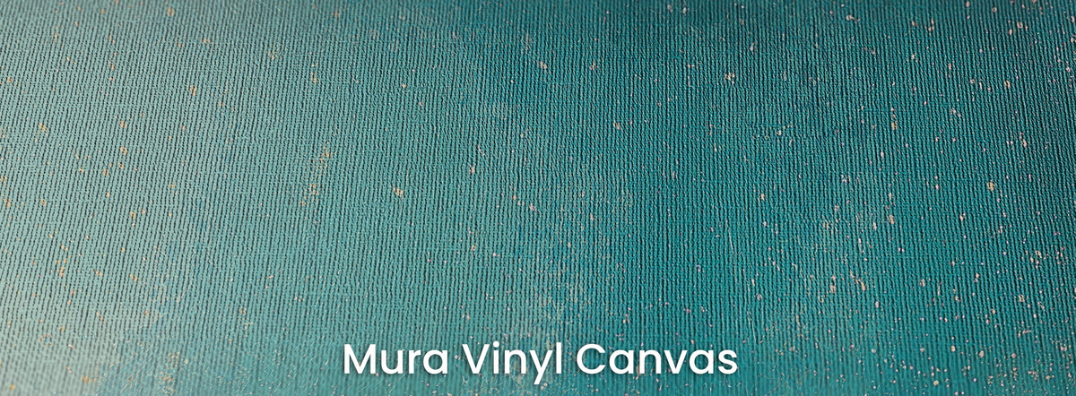 SALT SPRAY na podłożu Mura Vinyl Canvas: turkus z kremowymi kropkami na fakturze płótna