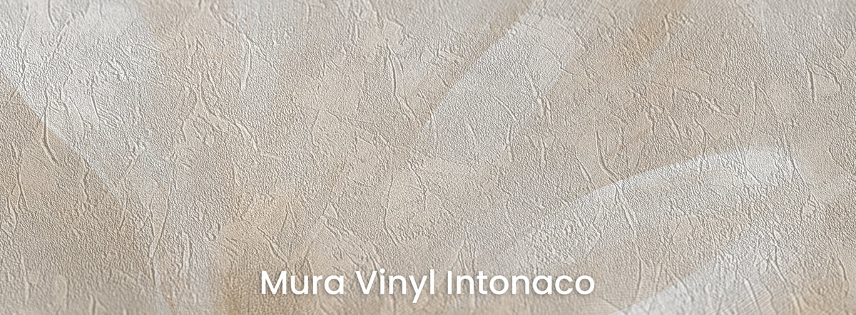 SATIN SWAY on Mura Vinyl Intonaco – plaster texture on white and beige streaks