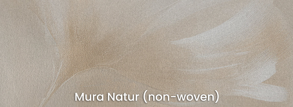SATIN SWAY on Mura Natur – matt non-woven beneath the curled white edge of a leaf