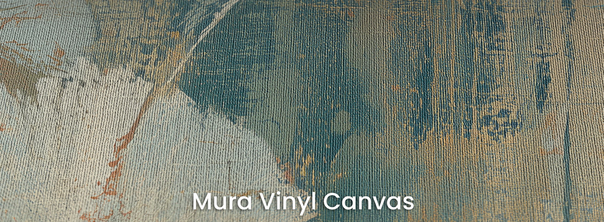 SEA GLASS QUILT auf Mura Vinyl Canvas – Leinwandgewebe auf meerblauem Feld und hellem Stiel