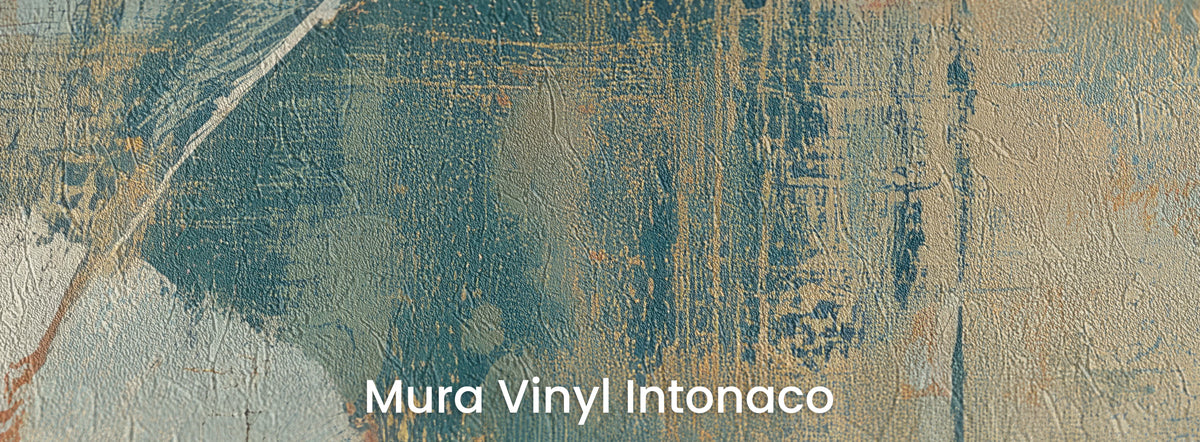 SEA GLASS QUILT auf Mura Vinyl Intonaco – Reibeputz-Struktur auf senkrechten Farbstreifen