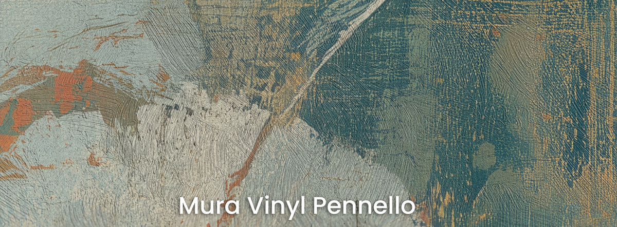SEA GLASS QUILT auf Mura Vinyl Pennello – Pinselstriche an einem korallenroten Fleck