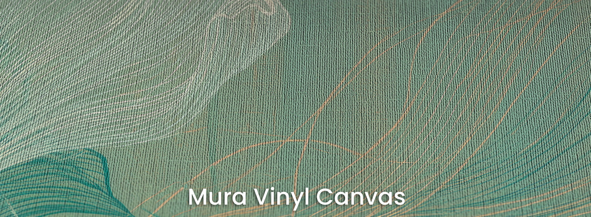 SEAFOAM EDDY na podłożu Mura Vinyl Canvas – płócienna faktura pod brzoskwiniowymi nitkami