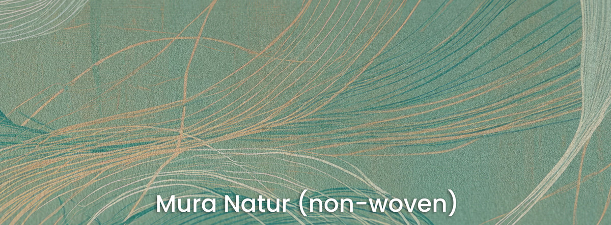 SEAFOAM EDDY na podłożu Mura Natur – matowa włóknina z liniami w zieleni morskiej
