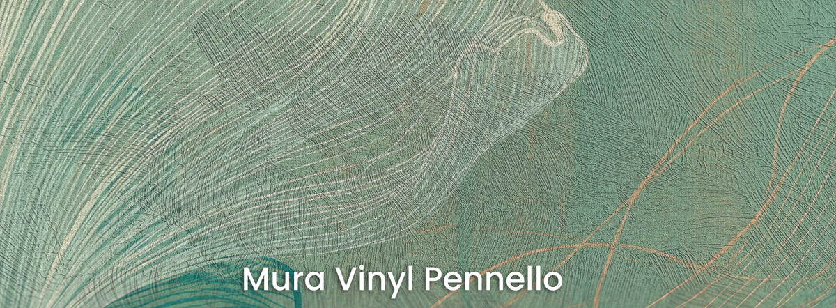 SEAFOAM EDDY na podłożu Mura Vinyl Pennello – pociągnięcia pędzla na kremowych liniach liścia