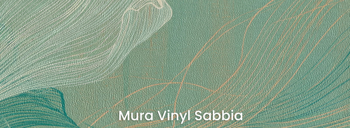 SEAFOAM EDDY na podłożu Mura Vinyl Sabbia – ziarnista faktura pod kremowym liściem
