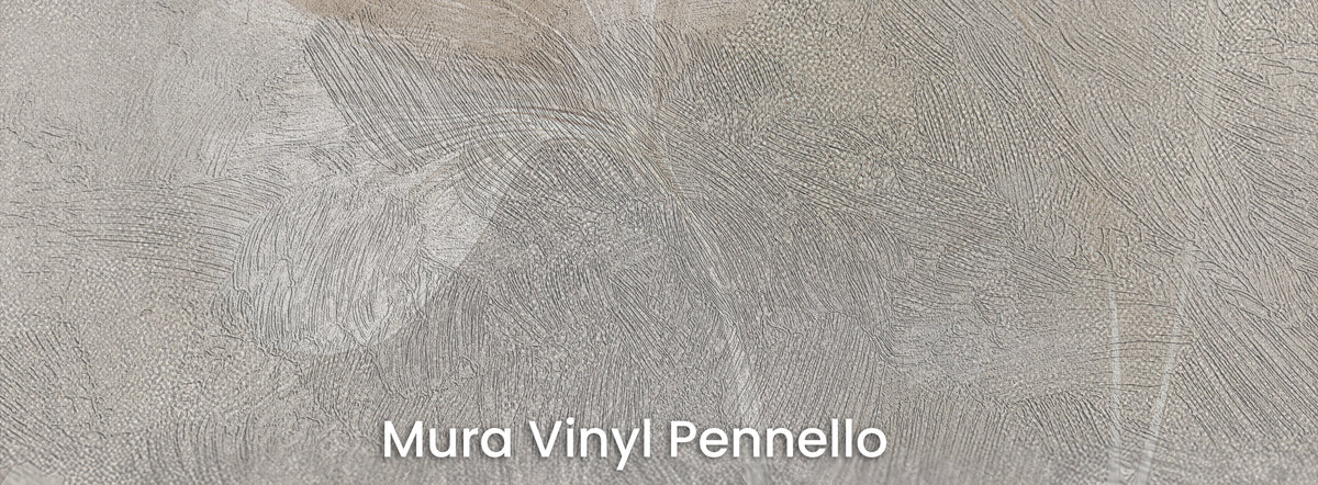 SELENITE sur le support Mura Vinyl Pennello – coups de pinceau sur le fond gris et les feuilles blanches