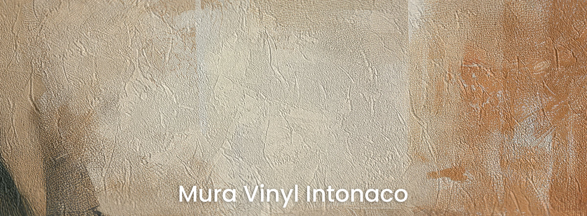 SIENNA STANCE na podłożu Mura Vinyl Intonaco – kremowa sierść i rdzawa plama na fakturze tartego tynku