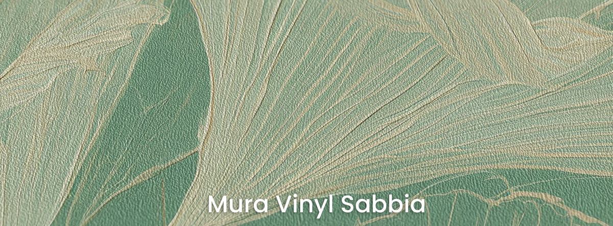SILK LASSO auf Mura Vinyl Sabbia – körnige Sandstruktur auf den Furchen der cremefarbenen Blätter