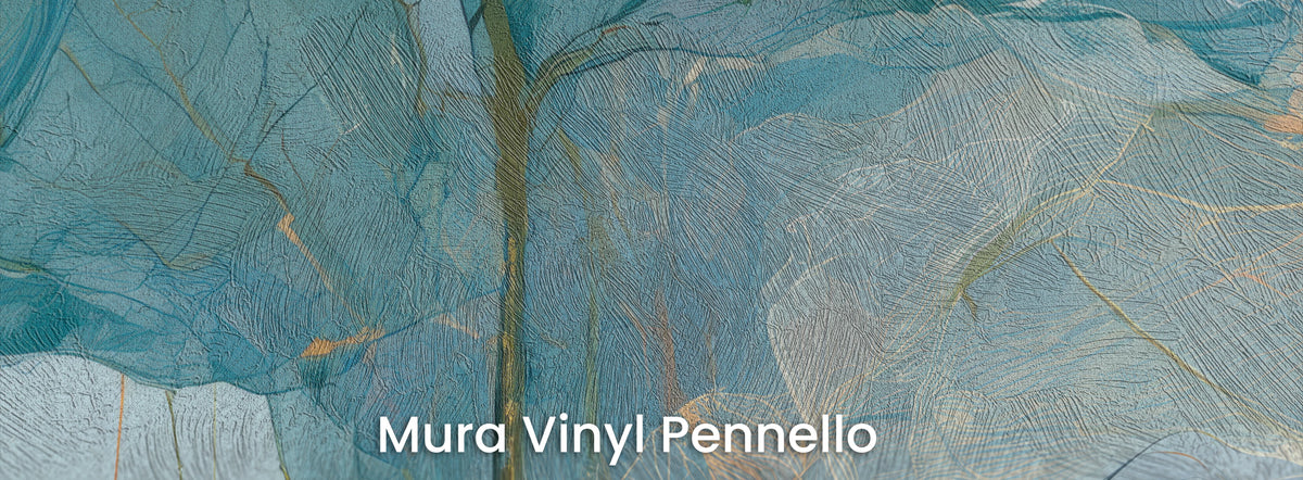 SLATE DRIZZLE sur le support Mura Vinyl Pennello – coups de pinceau sur des feuilles gris-bleu