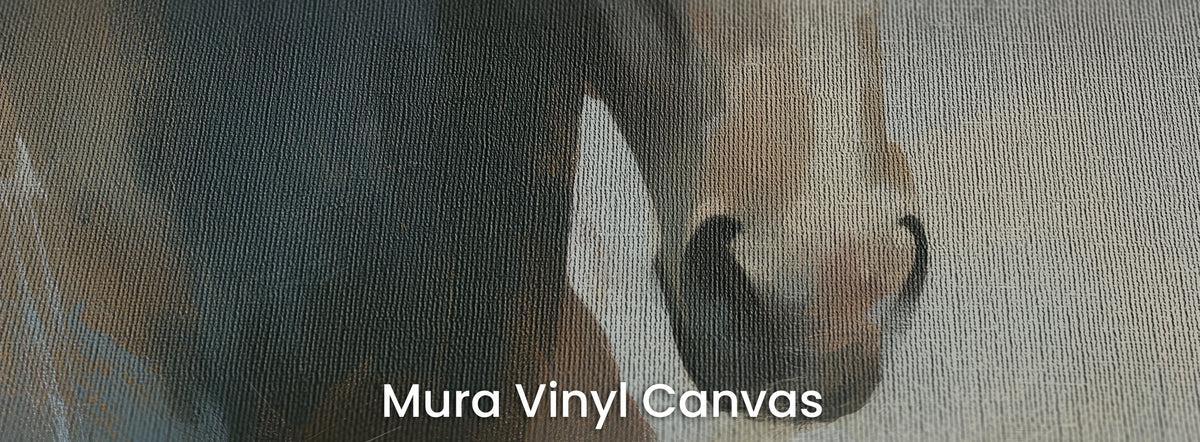 SMOKE AND UMBER na podłożu Mura Vinyl Canvas – chrapy i ciemna pierś konia na fakturze naturalnego płótna