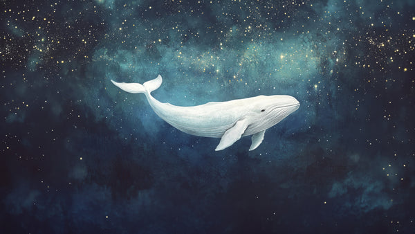 STARLIT WHALE - Fototapete mit Wal und Sternen für das Kinderzimmer