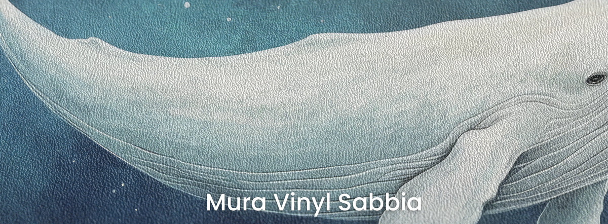 STARLIT WHALE on Mura Vinyl Sabbia: white whale with a fin on a coarse sand grain