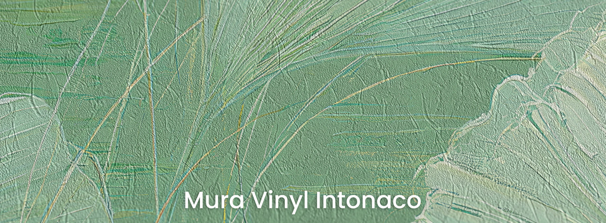 STILL POND sur support Mura Vinyl Intonaco – texture d’enduit dans les traînées vertes et les brins d’herbe