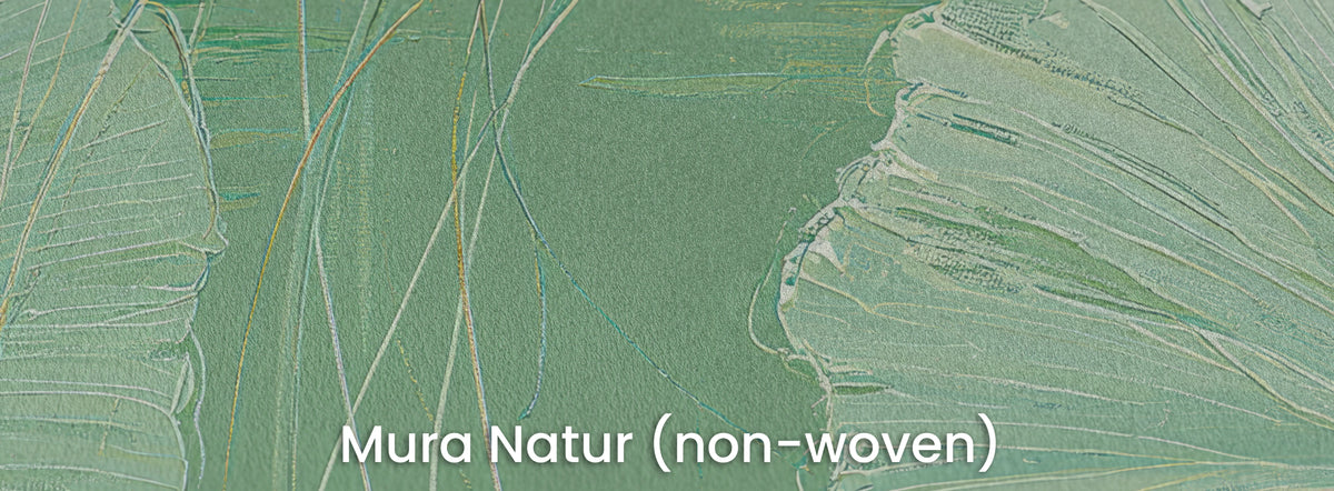 STILL POND sur support Mura Natur – intissé mat sous les coups de pinceau émeraude du fond