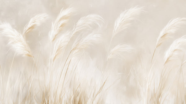 SUNBLEACHED - carta da parati bianca con pampas per camera da letto