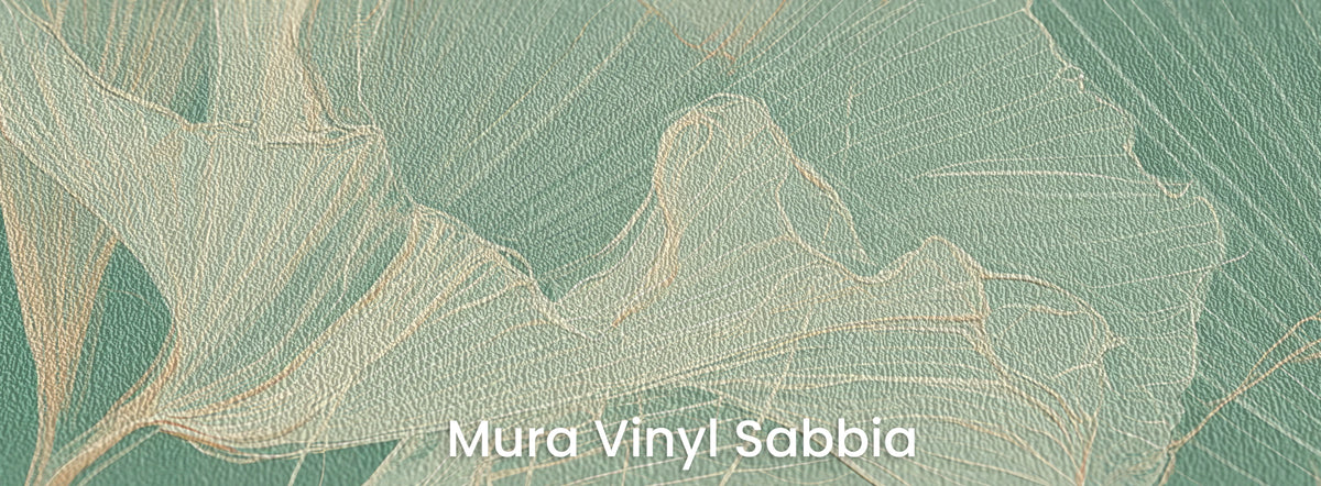 TANGERINE RUFFLE na podłożu Mura Vinyl Sabbia – ziarnista faktura na szałwiowym tle