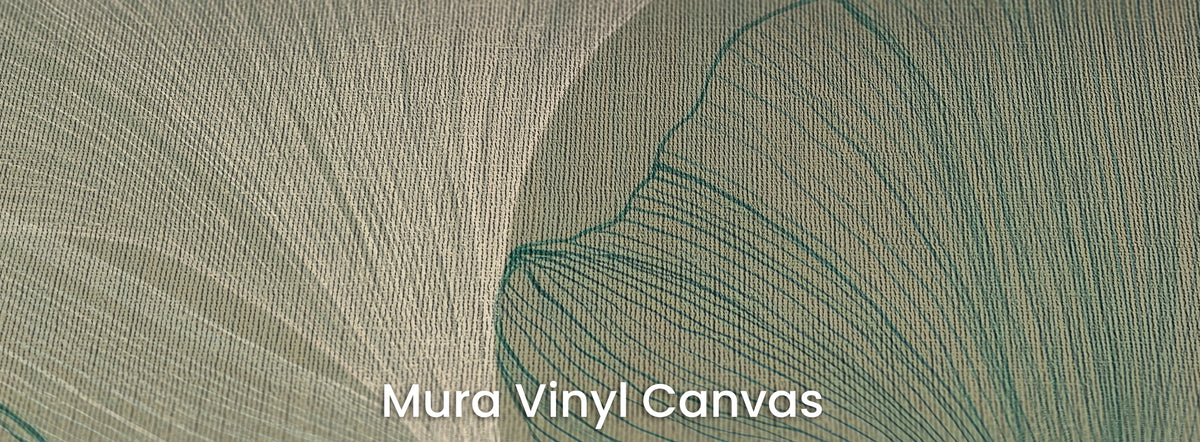 TEAL LINEN auf Mura Vinyl Canvas – Leinwandstruktur unter meeresgrünen Linien