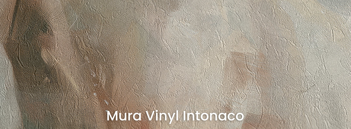 TENDER GLANCE auf dem Trägermaterial Mura Vinyl Intonaco – helle Pinselstriche auf der Reibeputz-Struktur