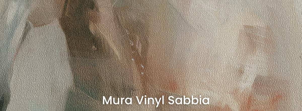 TENDER GLANCE auf dem Trägermaterial Mura Vinyl Sabbia – ausgeprägte, grobe Sandkörnung