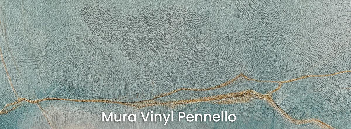 TORN WASHI on Mura Vinyl Pennello: light turquoise with a gold line, brushstroke texture