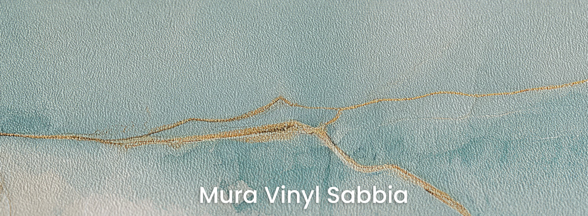 TORN WASHI on Mura Vinyl Sabbia: gold lines and turquoise on a coarse sand grain