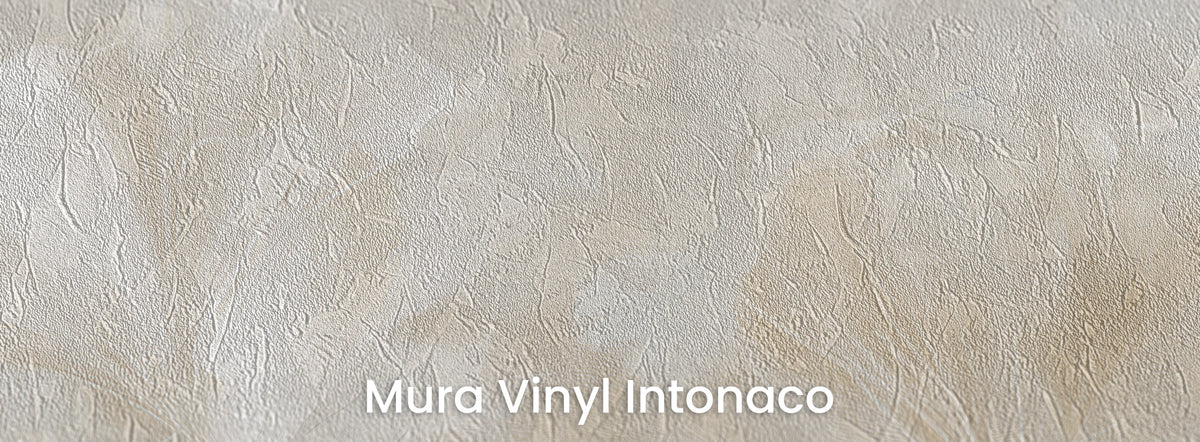 TRACERY on Mura Vinyl Intonaco – plaster texture beneath the white outlines of the leaves