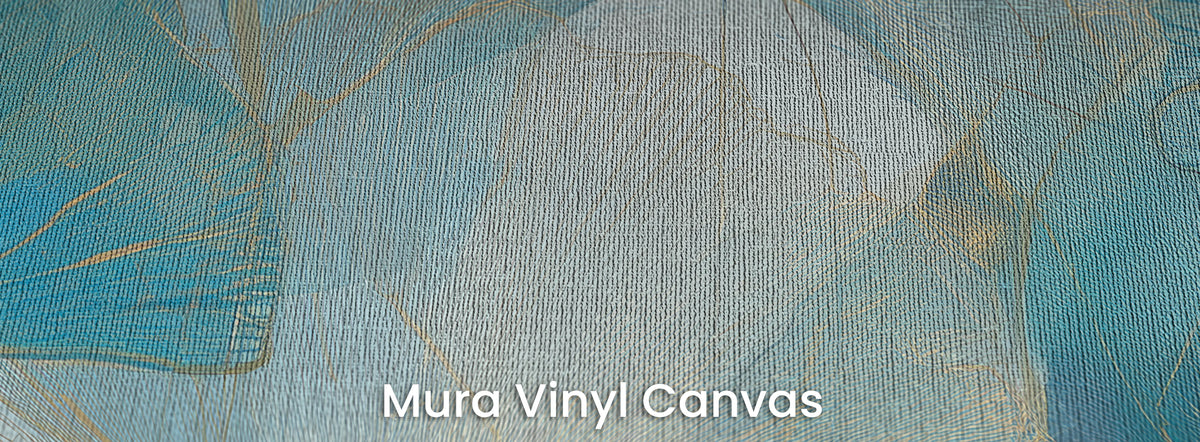 TURQUOISE WEFT su supporto Mura Vinyl Canvas – trama della tela nelle foglie turchesi e chiare