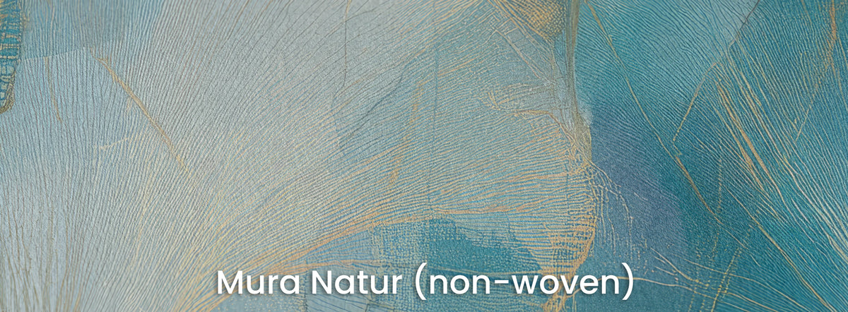 TURQUOISE WEFT su supporto Mura Natur – tessuto non tessuto opaco sotto il fitto tratteggio delle nervature
