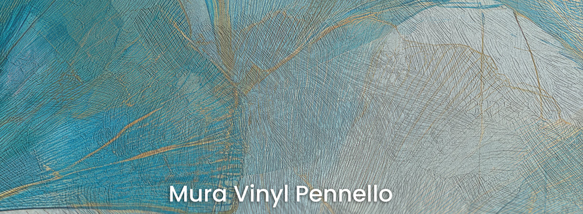 TURQUOISE WEFT su supporto Mura Vinyl Pennello – pennellate in una foglia turchese
