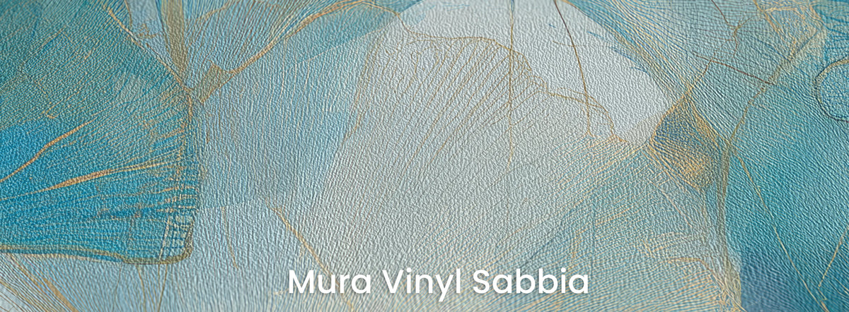 TURQUOISE WEFT su supporto Mura Vinyl Sabbia – struttura granulosa nello sfondo menta e nel turchese