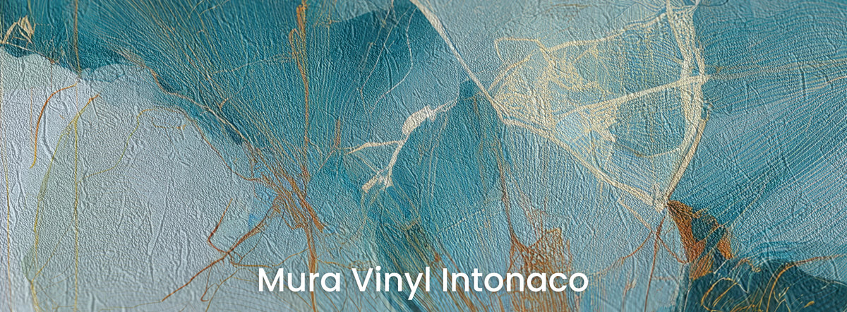 VERDIGRIS auf Mura Vinyl Intonaco – Putzstruktur unter den goldfarbenen Konturen
