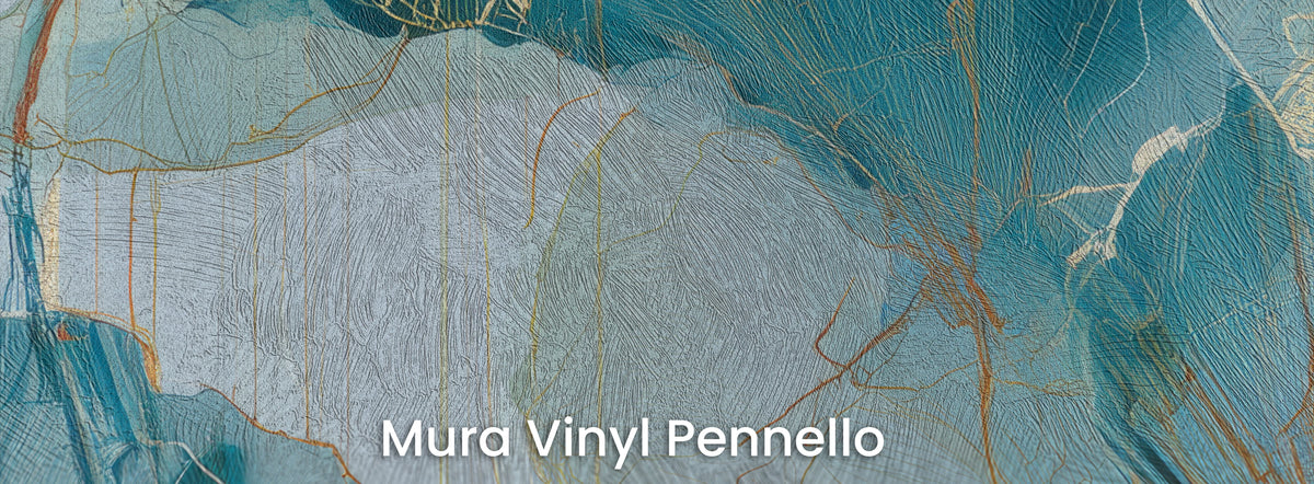 VERDIGRIS auf Mura Vinyl Pennello – Pinselstriche im Blau zwischen den Blättern