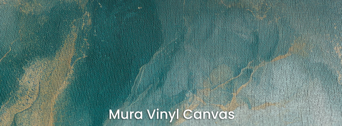 VERDIGRIS RIVER na podłożu Mura Vinyl Canvas: ciemny turkus i złoty pył na fakturze płótna