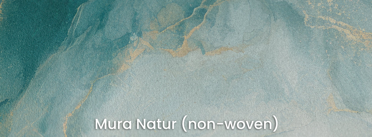 VERDIGRIS RIVER na podłożu Mura Natur: jasny fragment ze złotymi żyłkami na matowej włókninie
