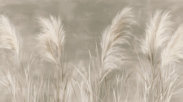 WESTERLY - carta da parati crema con grandi pampas per il soggiorno