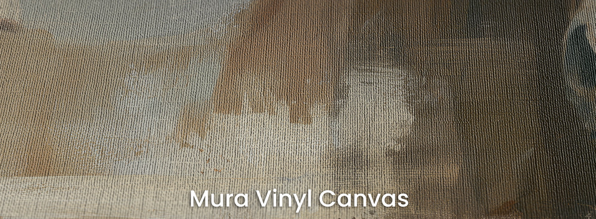 WHITE BLAZE na podłożu Mura Vinyl Canvas – rdzawy brąz i krem na fakturze naturalnego płótna