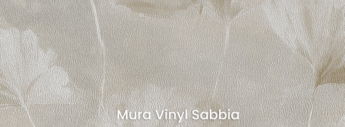 WHITE LATTICE na podłożu Mura Vinyl Sabbia – ziarnista faktura na białych liściach i łodyżkach