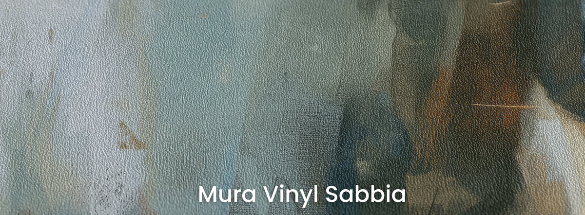 WILD FORELOCK sur le support Mura Vinyl Sabbia – bleu et blanc sur une texture marquée de gros grain de sable