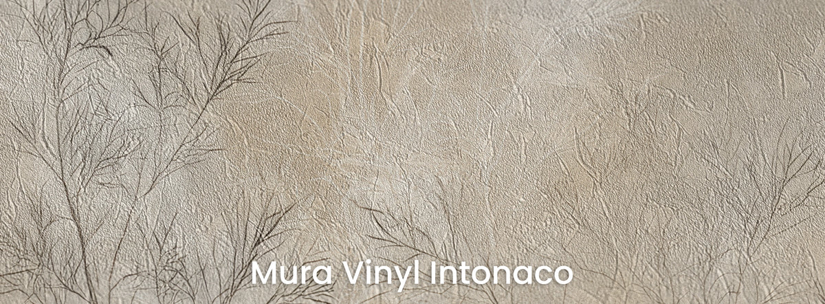 WILLOW SCREEN na podłożu Mura Vinyl Intonaco – chropowata faktura tartego tynku pod gałązkami