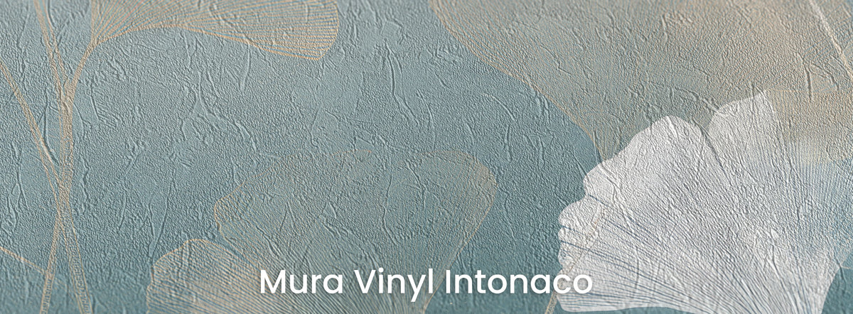 WINDBLOWN GINKGO na podłożu Mura Vinyl Intonaco – tynkowa faktura