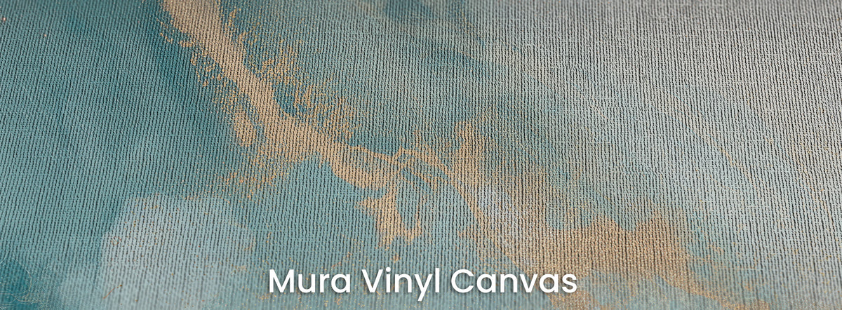 ZEPHYR TRAIL na podłożu Mura Vinyl Canvas: złota żyła na błękicie z widocznym splotem płótna